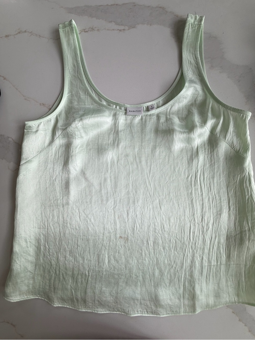 Babaton Light Green Satin Tank Top